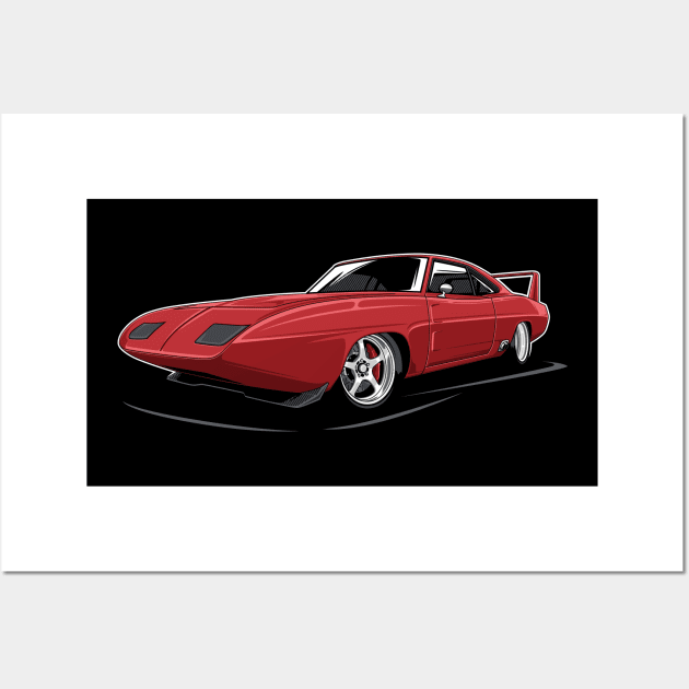 Charger Daytona (Red) Wall Art by afrcreativeart